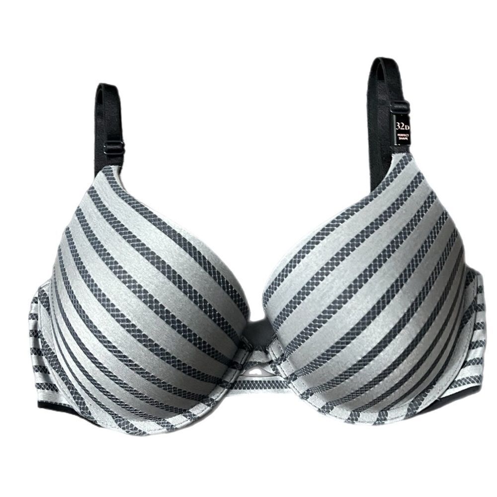 Victoria’s Secret Smooth Perfect Shape Padded bra gray striped 32D
